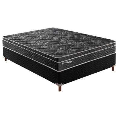 Conjunto Box Casal: Colchão Molas Paropas Ensacadas Privilege + Base Crc Suede Black (138x188)