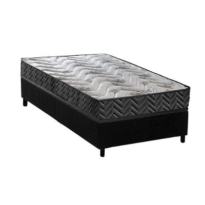 Conjunto Box Solteiro: Colchão Espuma Paropas D45 Pasquale Wave Black + Base Crc Suede Black (88x188)