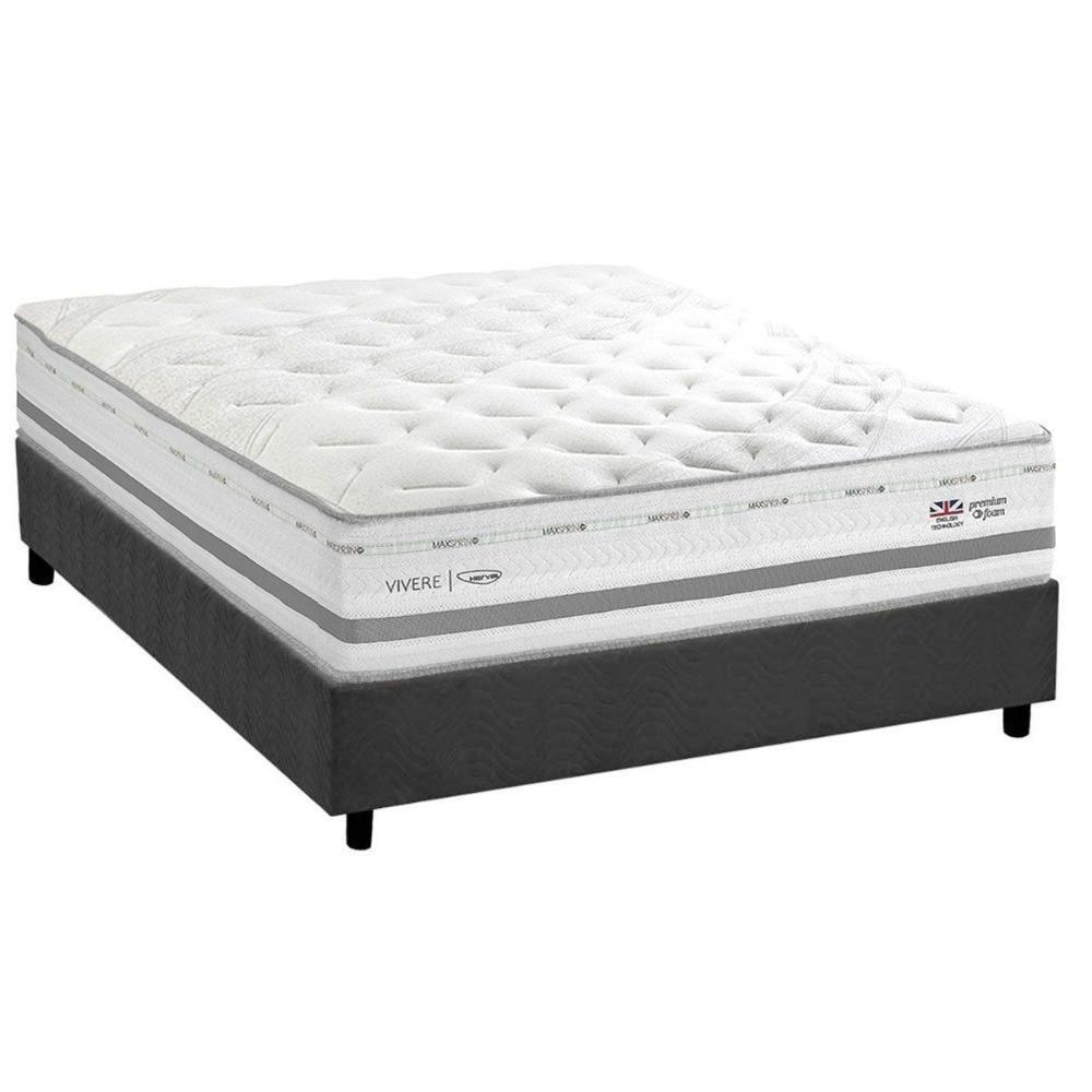 Cama Box Casal: Colchão C- Vibro Massagem Herval Maxspring C1756 + Base Crc Suede Gray (138x188) - 1