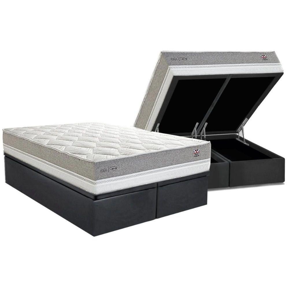 Conjunto Box Baú King: Colchão Molas Herval Maxspring C1672 + Base Crc Suede Gray (193x203) - 1