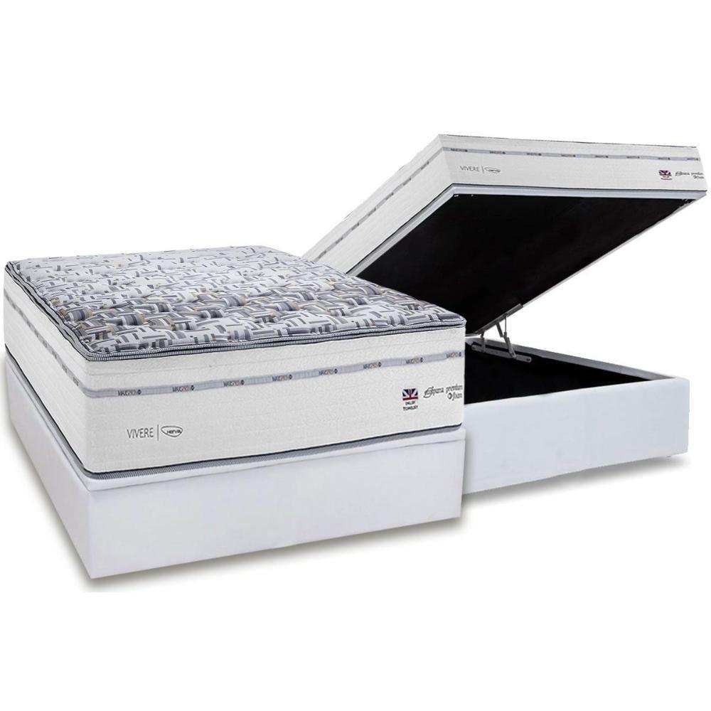 Conjunto Box Baú Casal: Colchão Molas Herval Ensacadas Maxspring C1723 + Base Crc Linhão White (138x188) - 1