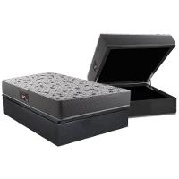 Cama Box Baú Casal: Colchão Ortopédico Herval D28 - Ag65 Black + Base Crc Suede Gray (138x188) - 1