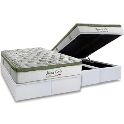 Conjunto Box Baú Queen: Colchão Molas Herval Ensacadas Monte Carlo Visco + Base Crc Linhão White (158x198)
