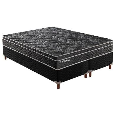 Conjunto Box Queen: Colchão Molas Paropas Ensacadas Privilege + Base Crc Suede Black (158x198)