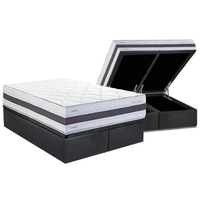 Conjunto Box Baú Queen: Colchão Molas Herval Ensacadas Maxspring C1742 + Base Crc Suede Gray (158x198)