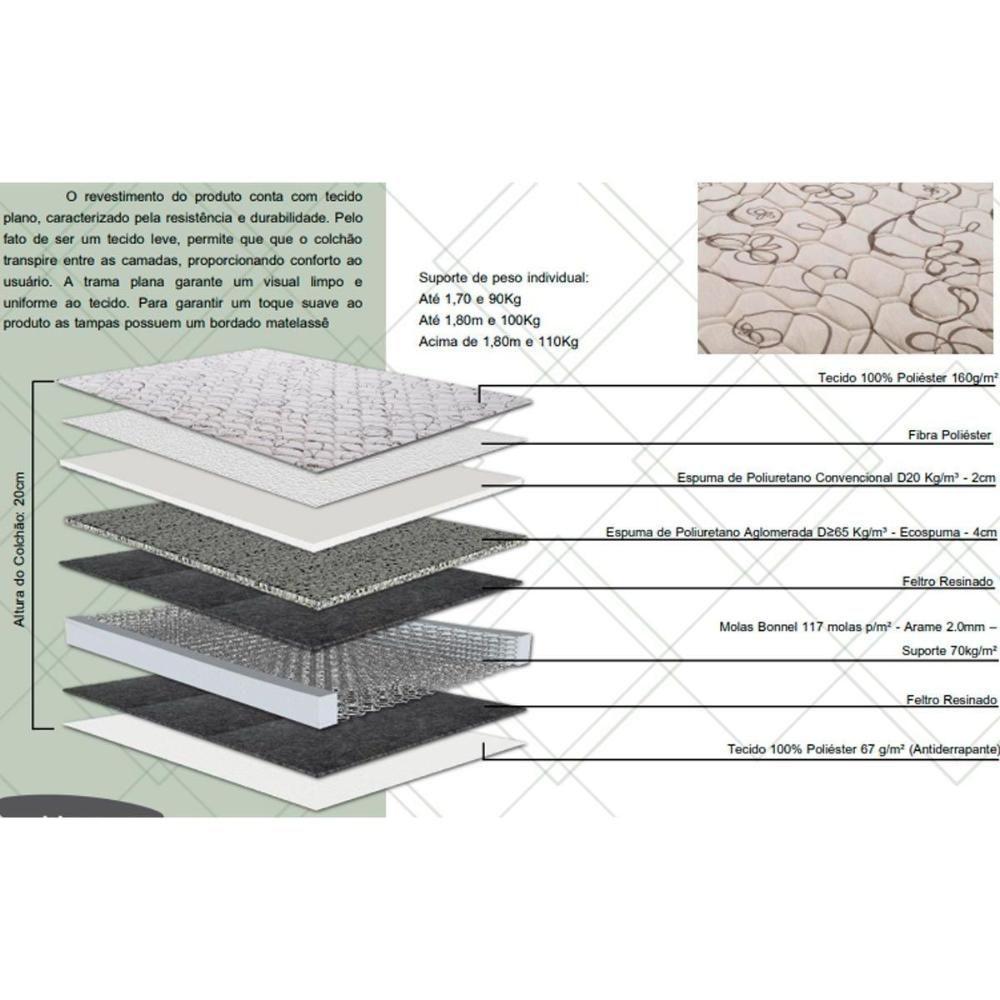 Cama Box Queen: Colchão Molas Bonnel Herval Assis + Base Crc Suede Brown (158x198) - 4