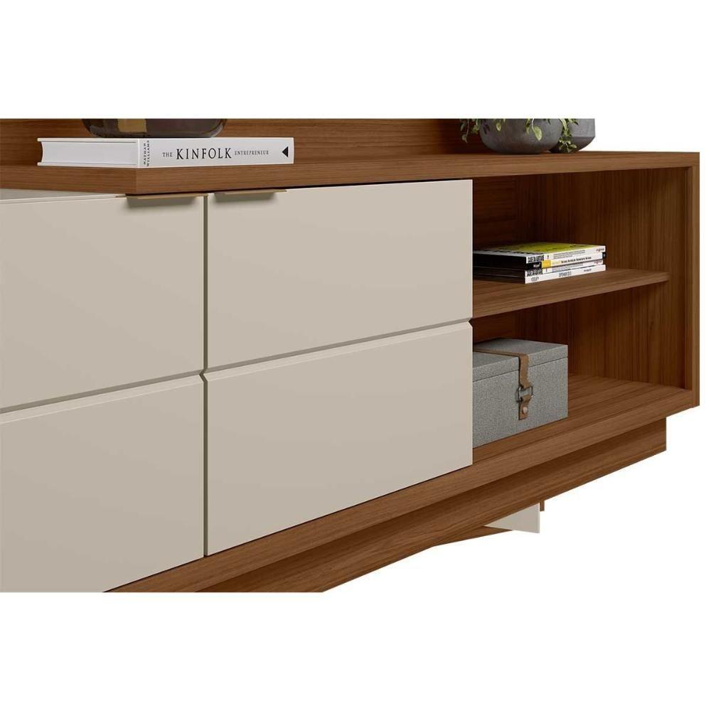 Estante P- Sala Até 60 Pol Atlanta C- 2potas 4prateleiras E Pés 180x191cm Nature-off White - Linea Brasil - 8