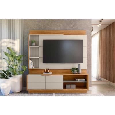 Estante P- Sala Até 60 Pol Atlanta C- 2potas 4prateleiras E Pés 180x191cm Nature-off White - Linea Brasil