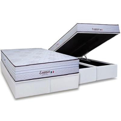 Cama Box Baú King: Colchão Molas Masterpocket Ensacadas Paropas Essence + Base Crc Linhão White (193x203)
