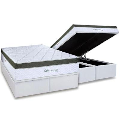 Cama Box Baú Queen: Colchão Molas Masterpocket Ensacadas Paropas Diamante Extra White + Base Crc Linhão White (158x198)