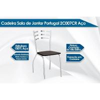 Conjunto: Mesa De Cozinha Loire C- Tampo De Madeira 90cm + 4 Cadeiras Portugal Cromada - Corano Preto - Kappesberg - 2