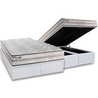 Cama Box Baú King: Colchão Espuma D33 Paropas Pasquale Plus + Base Crc Linhão White (193x203)