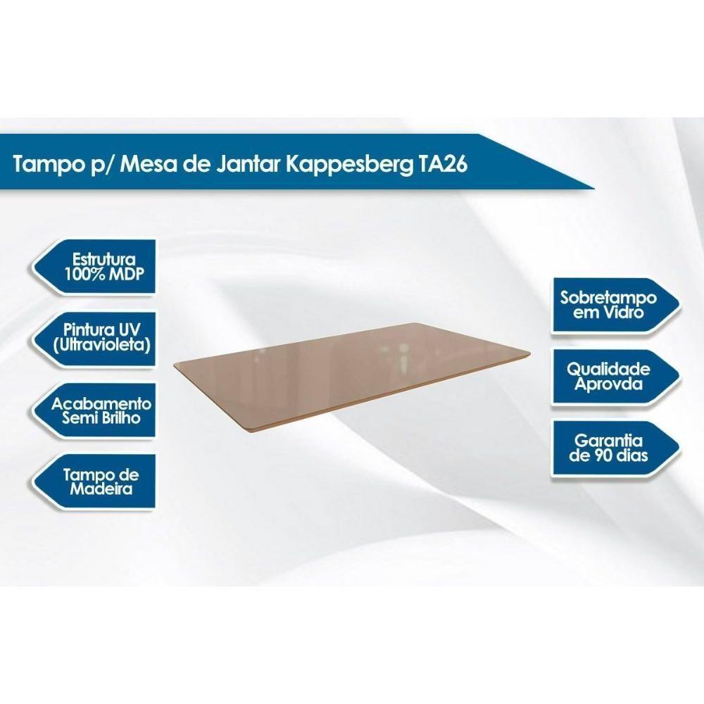 Mesa Multiuso Cozinha Cinara C- Tampo Madeirado C- Vidro 160x90cm Canela-vidro Off White - Kappesberg - 5