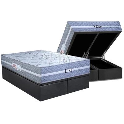 Cama Box Baú Queen: Colchão Molas Masterpocket Ensacadas Paropas Like + Base Crc Suede Gray (158x198)