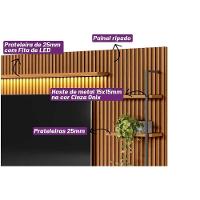 Estante P- Sala Até 75 Pol Ouro Preto Ripado C- 2gav. 2ptas. 4prat. E Leds 224x198cm Nature-off White - Linea Brasil - 3