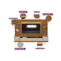 Estante P- Sala Até 75 Pol Ouro Preto Ripado C- 2gav. 2ptas. 4prat. E Leds 224x198cm Nature-off White - Linea Brasil
