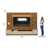 Estante P- Sala Até 75 Pol Ouro Preto Ripado C- 2gav. 2ptas. 4prat. E Leds 224x198cm Nature-off White - Linea Brasil - 5