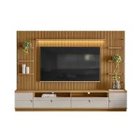Estante P- Sala Até 75 Pol Ouro Preto Ripado C- 2gav. 2ptas. 4prat. E Leds 224x198cm Nature-off White - Linea Brasil - 7