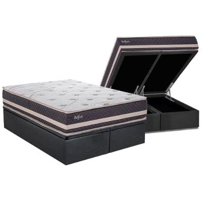 Cama Box Baú Queen: Colchão Anatômico Herval Ag65 Belfort + Base Crc Suede Gray (158x198)