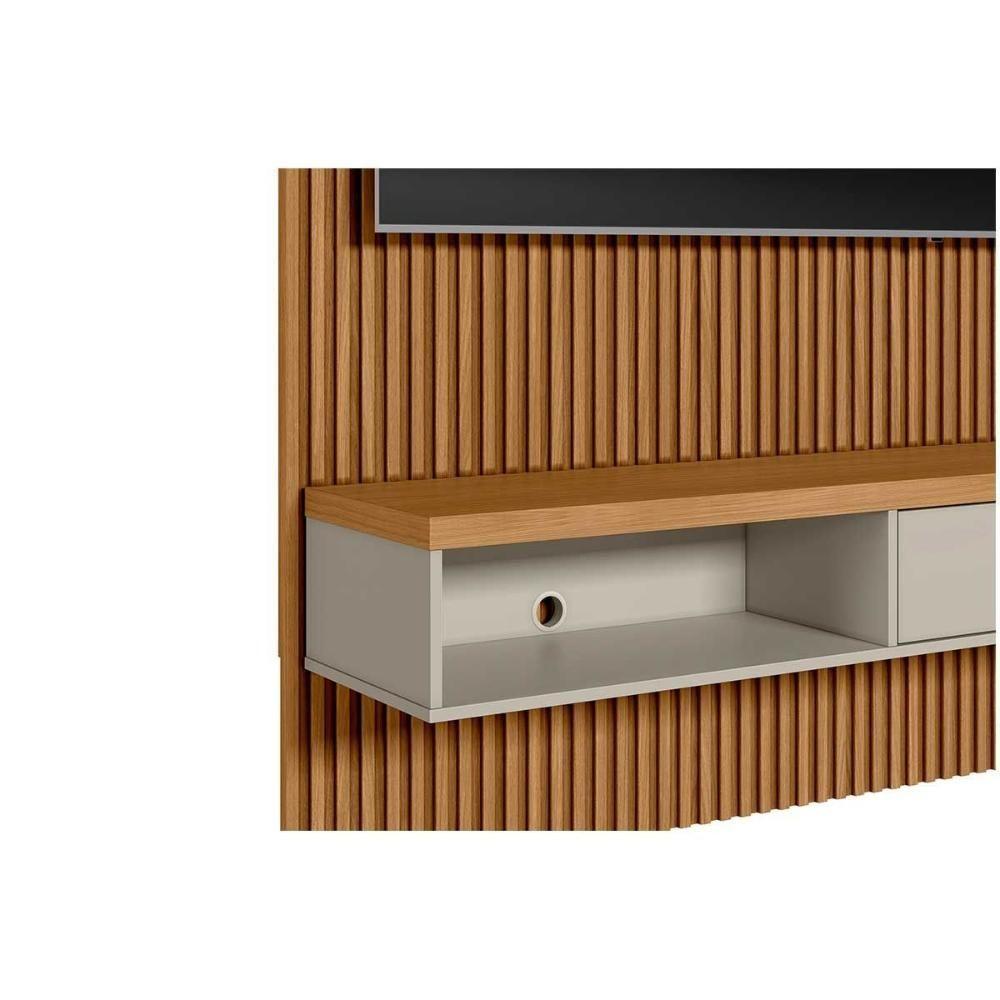 Estante P- Sala Até 60 Pol Modular 1.4 Ripado C- 1 Portas 1 Prat. 141x250cm Nature-off White - Linea Brasil - 5