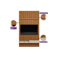 Estante P- Sala Até 60 Pol Modular 1.4 Ripado C- 1 Portas 1 Prat. 141x250cm Nature-off White - Linea Brasil - 6