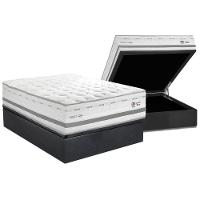 Cama Box Baú Casal: Colchão C- Vibro Massagem Herval Maxspring C1756 + Base Crc Suede Gray (138x188) - 1