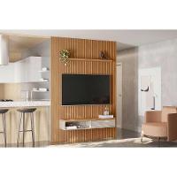 Estante P- Sala Até 75 Pol Modular 1.8 Ripado C- 1 Porta 1 Prat. 180x250cm Nature-off White - Linea Brasil - 1