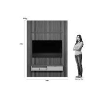 Estante P- Sala Até 75 Pol Modular 1.8 Ripado C- 1 Porta 1 Prat. 180x250cm Nature-off White - Linea Brasil