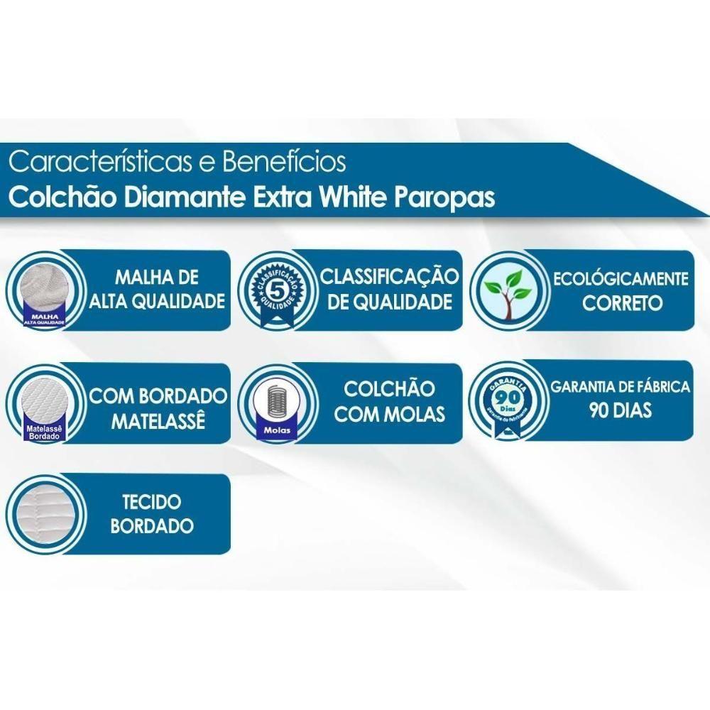 Cama Box Baú Casal: Colchão Molas Masterpocket Ensacadas Paropas Diamante Extra White + Base Crc Linhão White (138x188) - 3