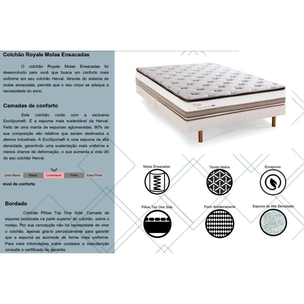 Cama Box Baú Queen: Colchão Molas Masterpocket Ensacadas Herval Royale + Base Crc Linhão White (158x198) - 2