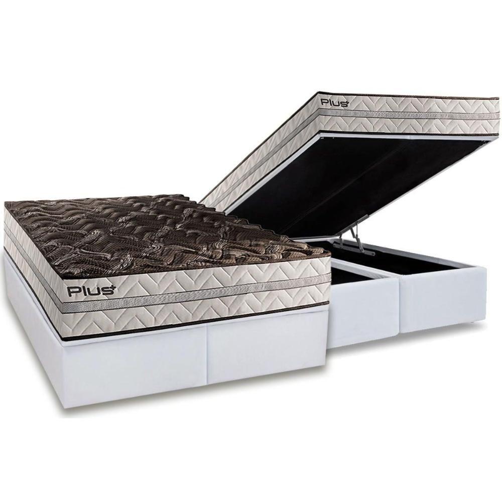 Cama Box Baú Queen: Colchão Espuma D33 Paropas Pasquale Plus + Base Crc Linhão White (158x198) - 1