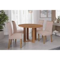 Conjunto: Mesa De Cozinha Flora Tampo Madeirado 109cm E 4 Cadeiras Fernanda Cinamomo - Carvalho-linho Bege - Cimol - 1