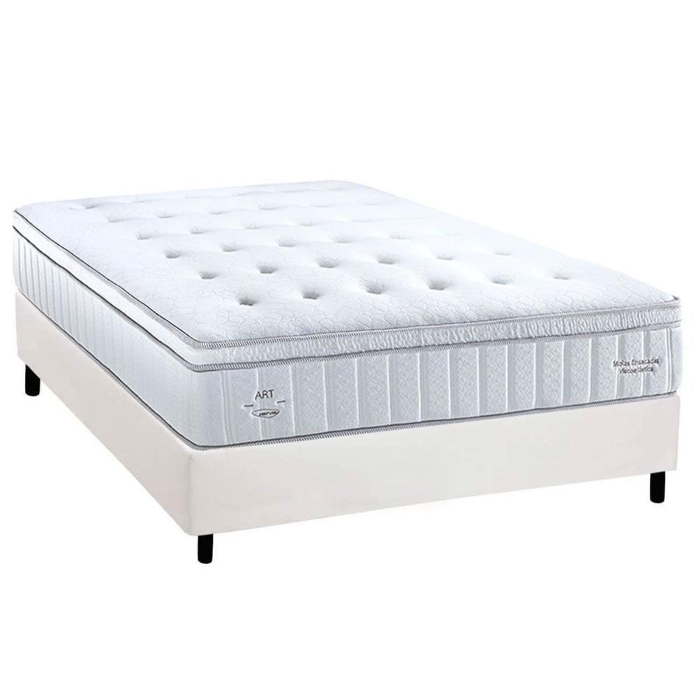 Cama Box Casal: Colchão Molas Masterpocket Ensacadas Herval C1781 + Base Crc Corano White (138x188) - 1