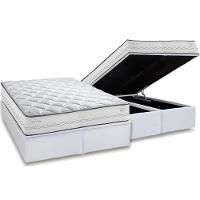 Cama Box Baú Queen: Colchão Molas Masterpocket Ensacadas Herval C1721 + Base Crc Linhão White (158x198) - 1