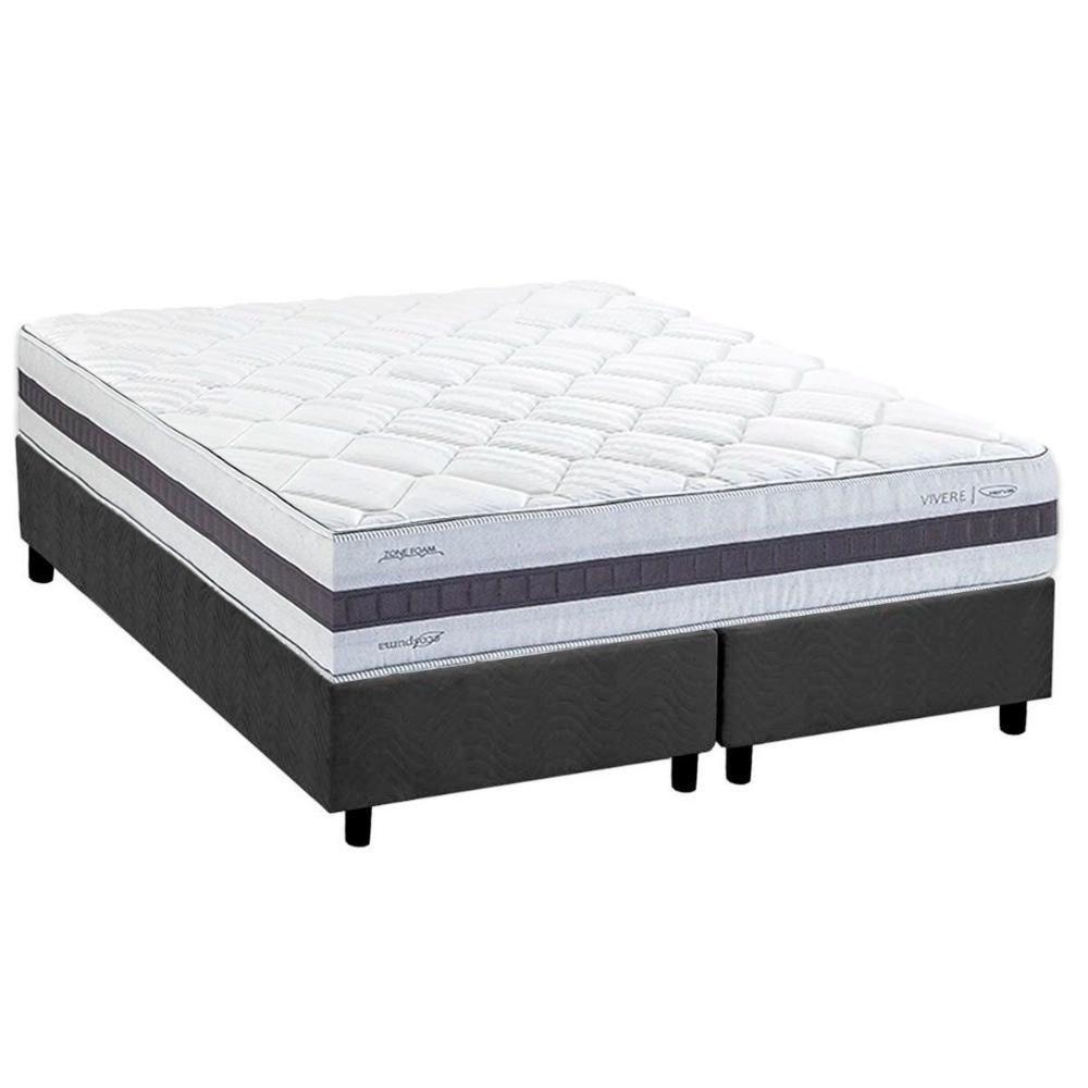 Cama Box Queen: Colchão Molas Masterpocket Ensacadas Herval Maxspring C1742 + Base Crc Suede Gray (158x198) - 1