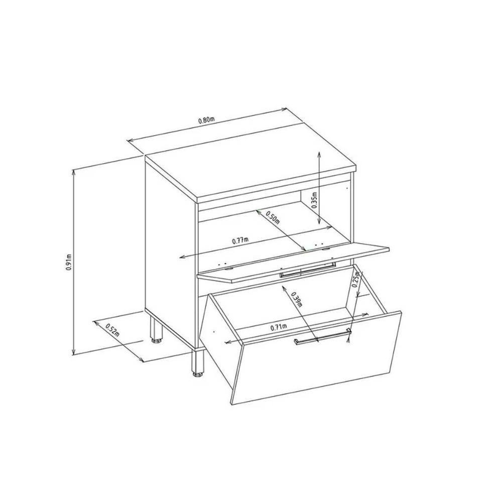 Balcão De Cozinha Modulado Atena C- 1 Porta Basculante E 1 Gavetão 80cm Jequitiba-off White Fosco - Linea Brasil - 4
