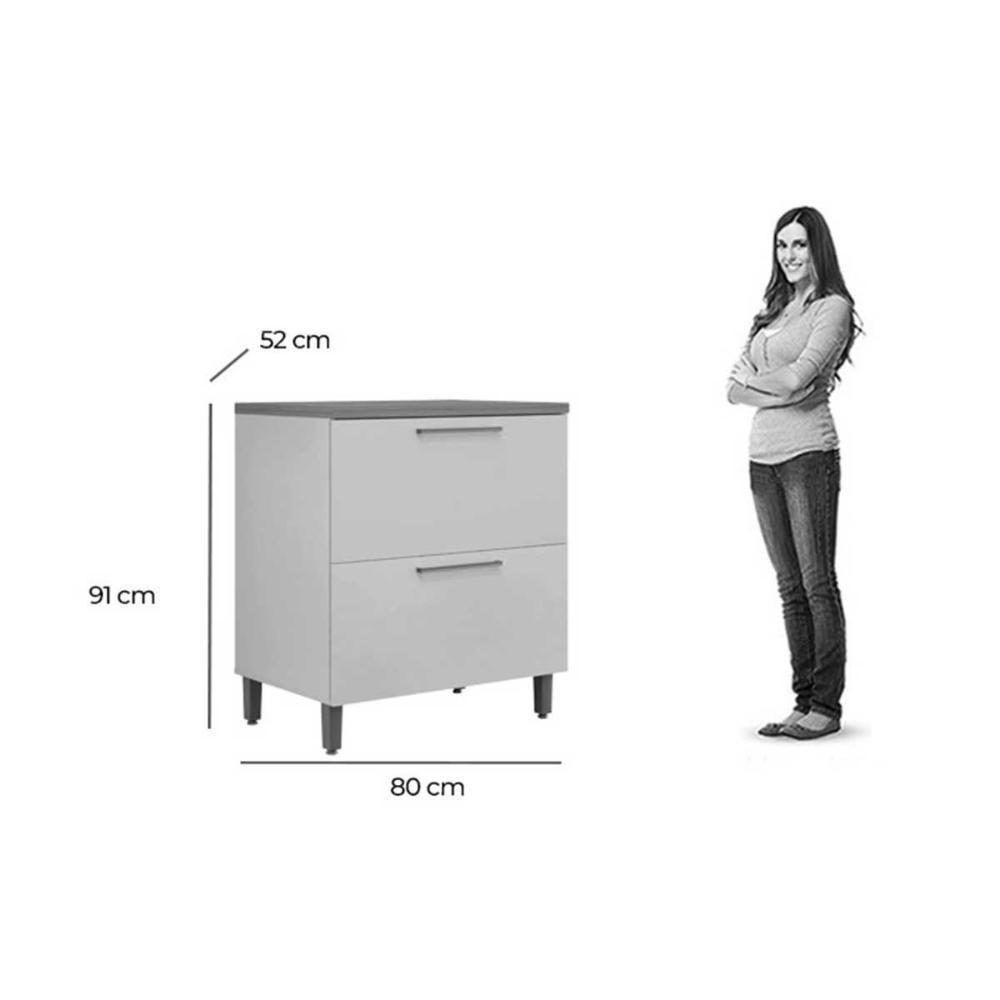Balcão De Cozinha Modulado Atena C- 1 Porta Basculante E 1 Gavetão 80cm Jequitiba-off White Fosco - Linea Brasil - 6