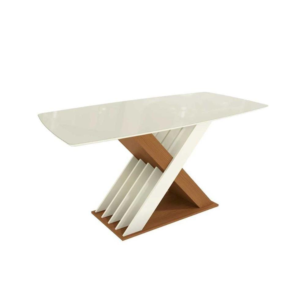 Mesa Multiuso Cozinha Graviola C- Tampo Madeirado C- Vidro 170x90cm Canela-off White-vidro Off White - Kappesberg - 1