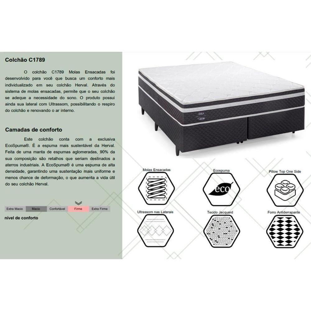 Cama Box Baú Casal: Colchão Molas Masterpocket Ensacadas Herval C1789 + Base Crc Suede Gray (138x188) - 2