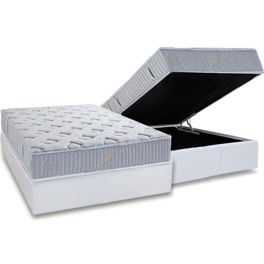 Cama Box Baú Casal: Colchão Molas Masterpocket Ensacadas Herval Premium + Base Crc Linhão White (138x188) - 1