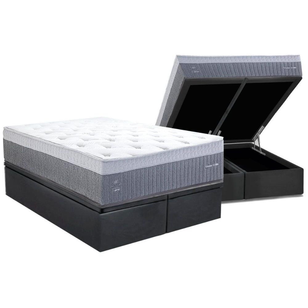Cama Box Baú King: Colchão Molas Masterpocket Ensacadas Herval C1739 + Base Crc Suede Gray (193x203) - 1