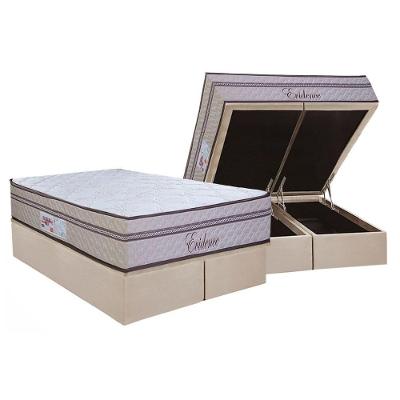 Cama Box Baú King: Colchão Molas Masterpocket Ensacadas Paropas Evidence + Base Crc Suede Clean (193x203)
