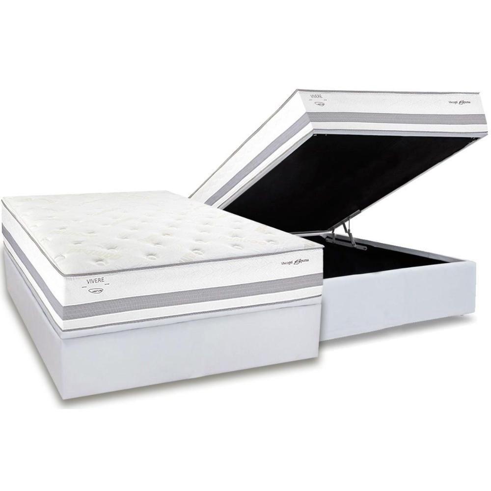 Cama Box Baú Casal: Colchão Molas Masterpocket Ensacadas Herval C1741 + Base Crc Linhão White (138x188) - 1