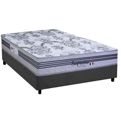 Cama Box Casal: Colchão Molas Masterpocket Ensacadas Paropas Supremo Gray + Base Crc Suede Gray (138x188)
