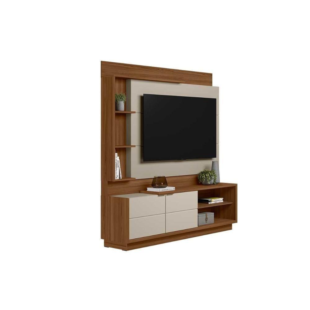 Estante P- Sala Até 60 Pol Atlanta C- 2potas 4prateleiras E Pés 180x191cm Jatoba-off White - Linea Brasil - 3