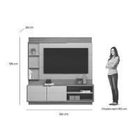 Estante P- Sala Até 60 Pol Atlanta C- 2potas 4prateleiras E Pés 180x191cm Jatoba-off White - Linea Brasil - 5