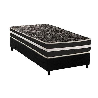Conjunto Box Solteiro: Colchão Espuma Paropas D28 Ag80 Master Black Double Face + Base Crc Suede Black (88x188)