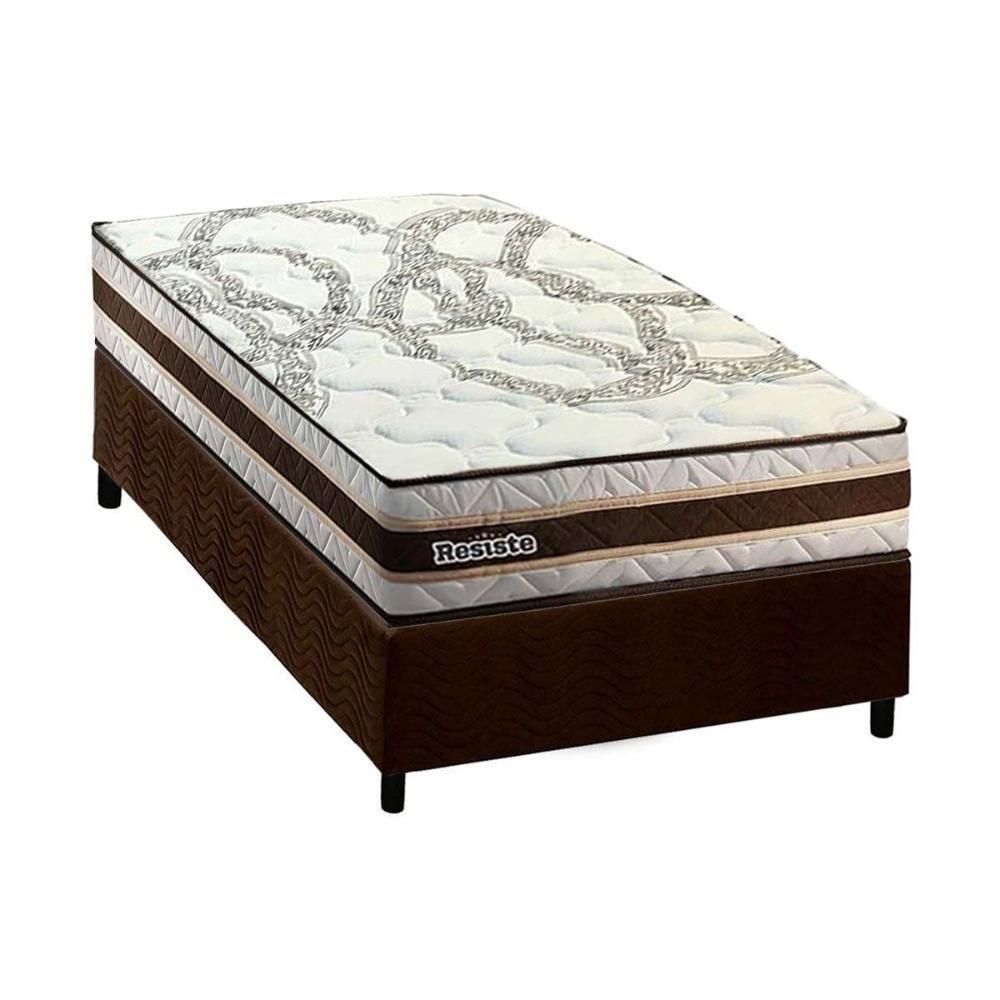 Cama Box Solteiro: Colchão Espuma D45 Paropas Resiste Hotel + Base Crc Suede Brown (88x188) - 1