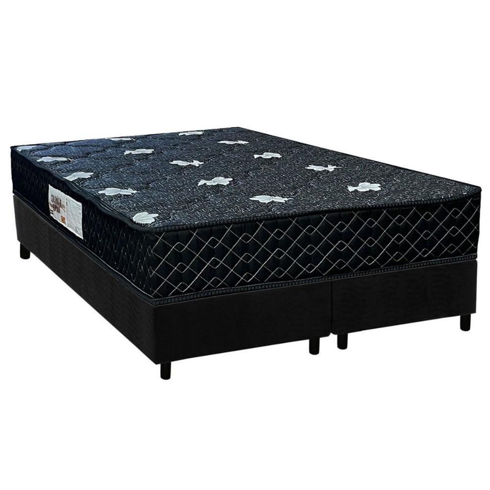Cama Box Queen: Colchão Ortopédico Paropas Ag65 Sofistic Gray + Base Crc Suede Black (158x198) - 1