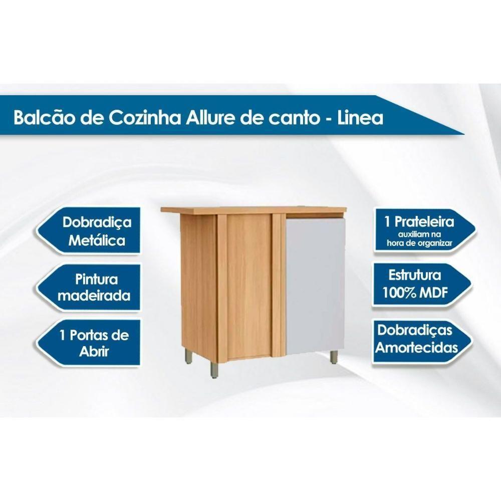 Balcão De Cozinha Modulado Allure De Canto C- 1 Porta 93cm Jequitiba-gris Fosco - Linea Brasil - 3